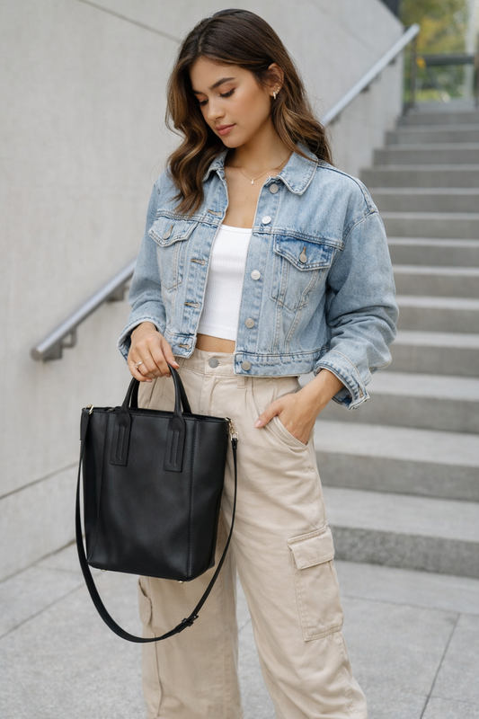 Cartera de cuero negra ZARA usado