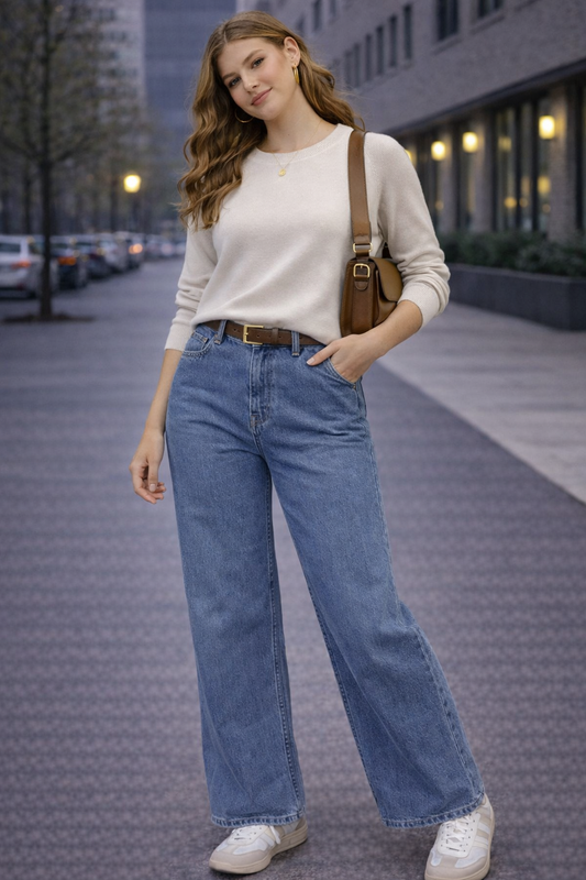 Jean Wide Leg azul clásico LIVING START Talla 12 nuevo