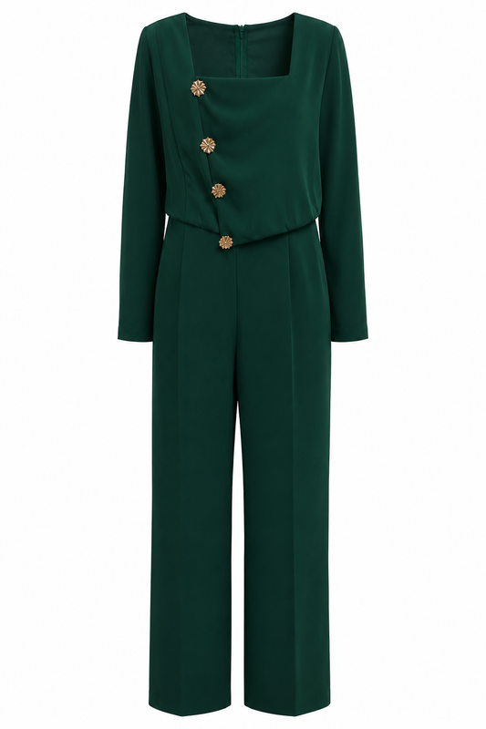 Enterizo verde esmeralda con botones dorados Bonita talla S/M nuevo