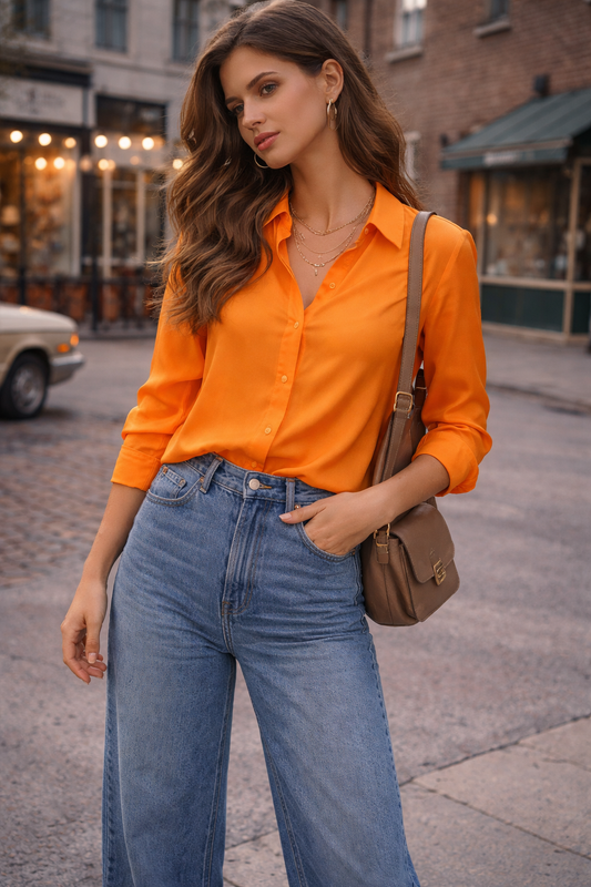 Camisa fluida naranja ZARA Talla XS usado