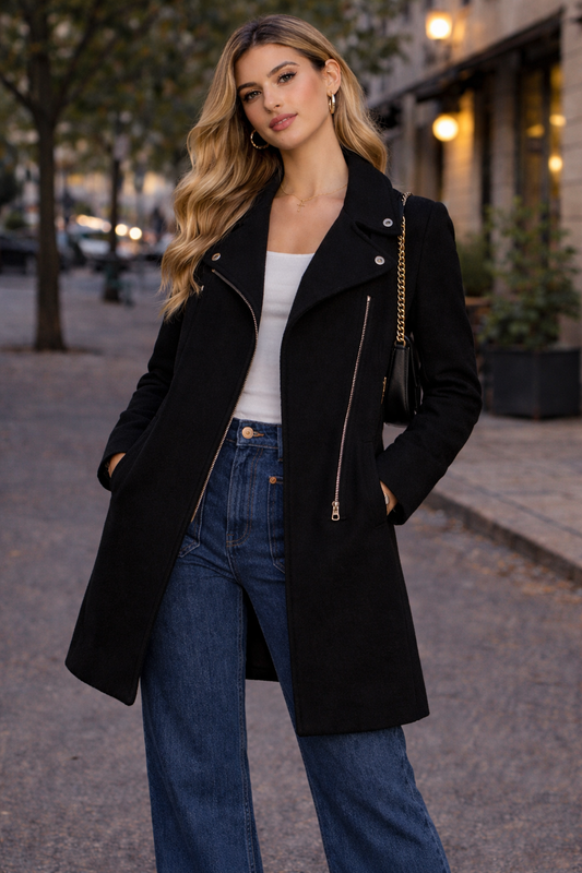 Abrigo negro estructurado BERSHKA Talla XS usado