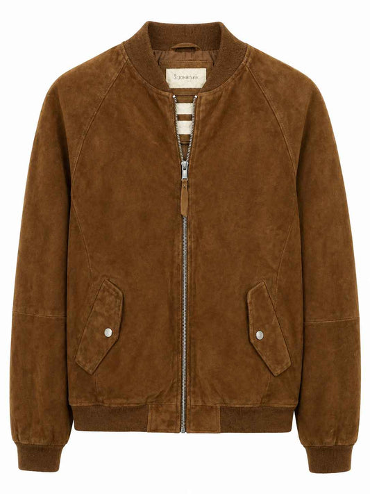 Chaqueta tipo bomber gamuza café Marca Stradivarius Talla M Usado