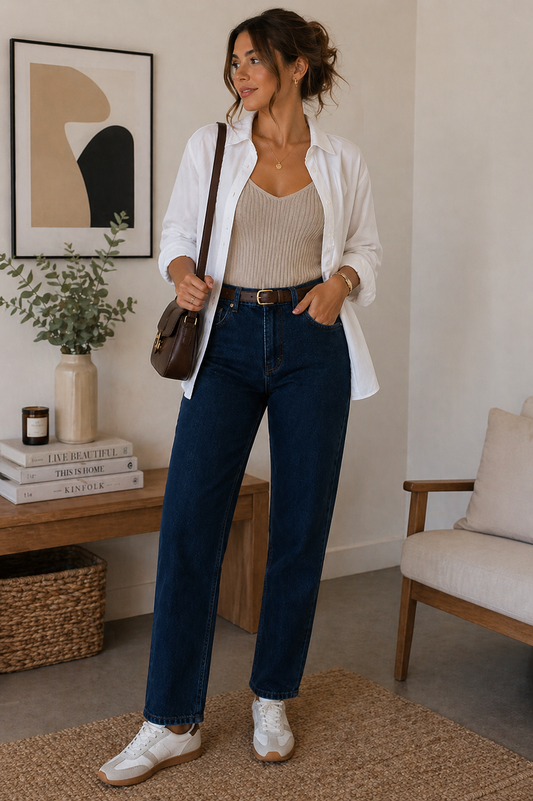 Pantalón jean recto azul oscuro Marca NAF NAF Talla 10 Nuevo con etiqueta