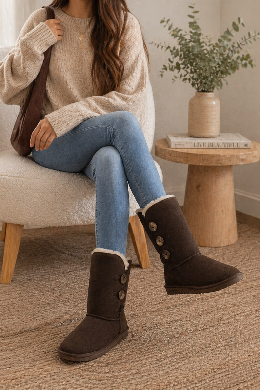 Botas tipo UGG café forradas Marca BEARPAW Talla 7 Usado
