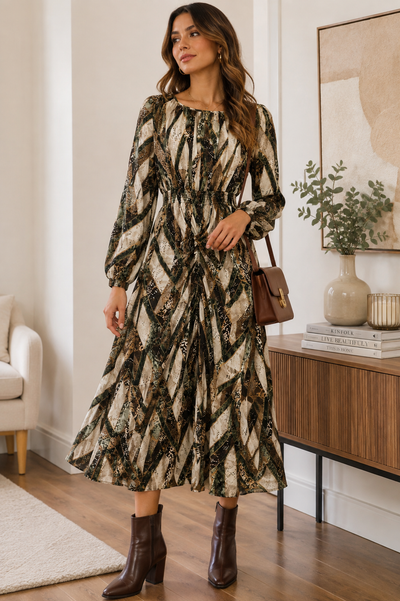 Vestido midi estampado H&M Talla S Usado