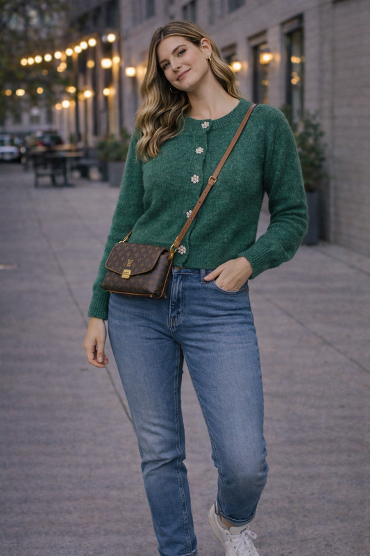 Cardigan verde texturizado mujer ZARA Talla S usado