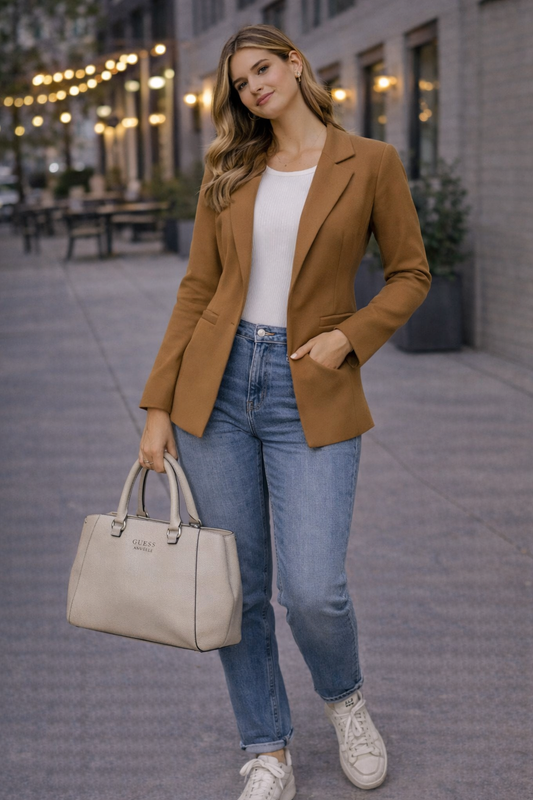 Blazer camel estructurado mujer ZARA Talla S usado