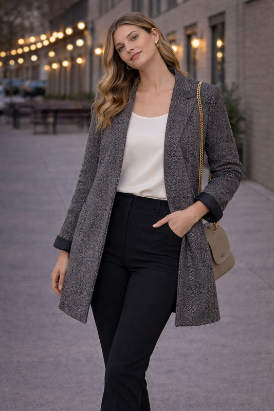 Abrigo jaspeado gris oscuro mujer ZARA  Talla L usado