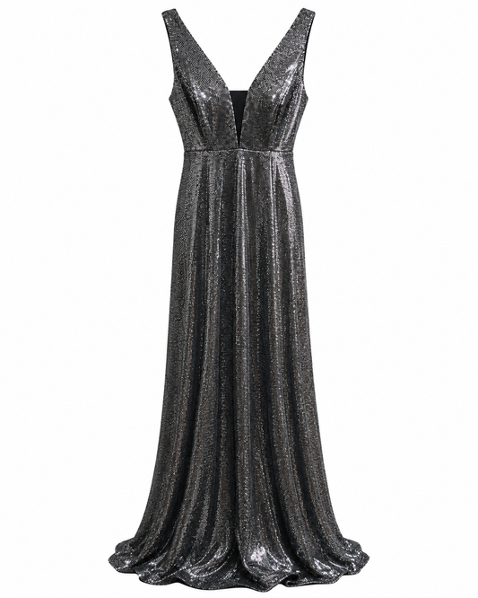Vestido plateado brillante Carma Fashion talla M usado
