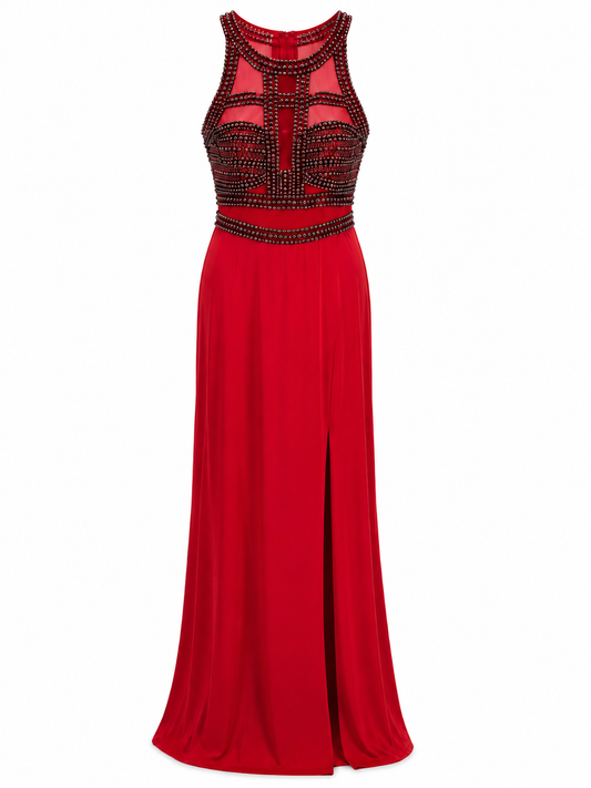 Vestido rojo con pedrería talla S usado