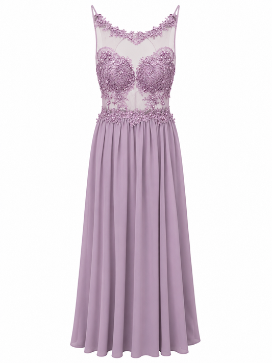 Vestido lila con corset bordado talla L usado