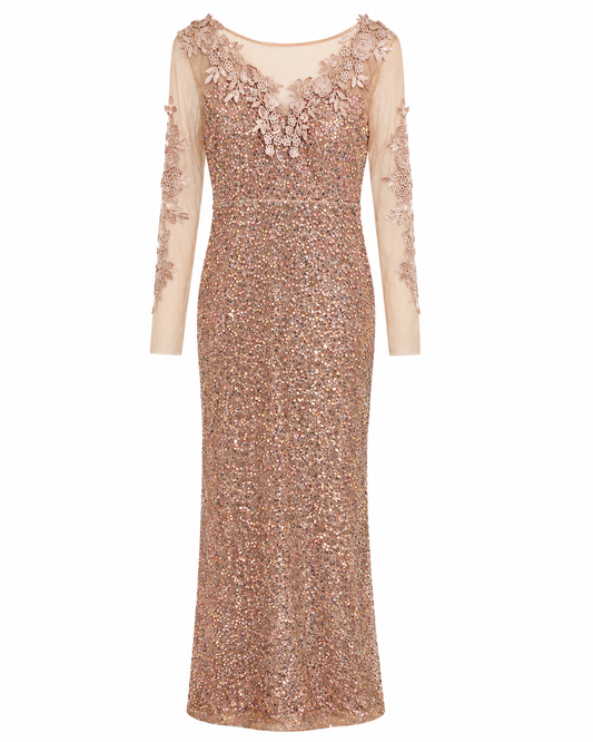 Vestido rose gold brillante talla M nuevo