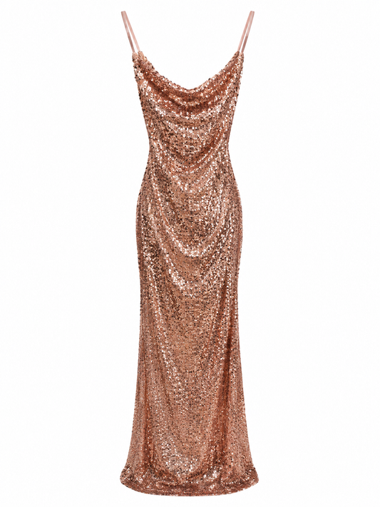 Vestido rose gold brillante talla S nuevo