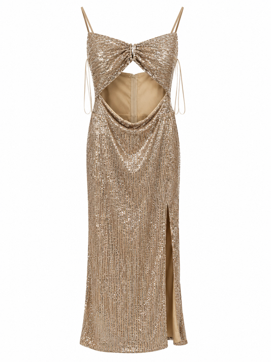 Vestido dorado brillante Lovesome talla L usado