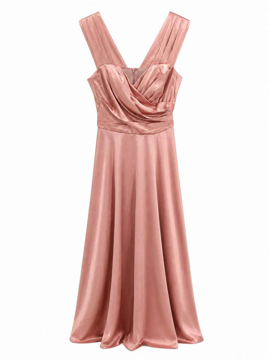 Vestido largo satinado rosa palo Novias y Algo Más Talla M Usado