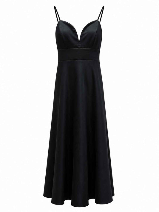 Vestido largo satinado negro Novedades Kaliz Talla S Usado