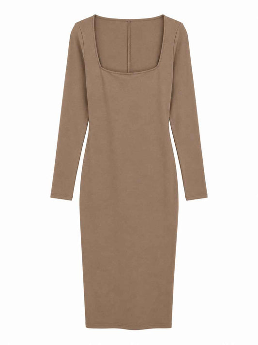Vestido midi café mocha minimalista Heart Hips Talla M Usado