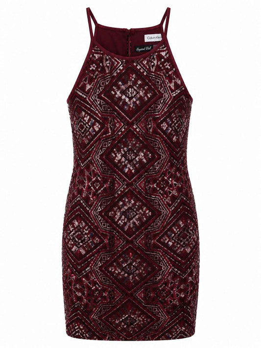 Vestido corto bordado vino Crystal Doll Talla 13 Usado
