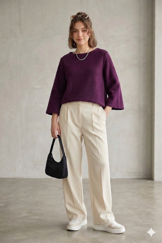 Blusa morada con cierre frontal Marca Chico’s Talla 1 Usado