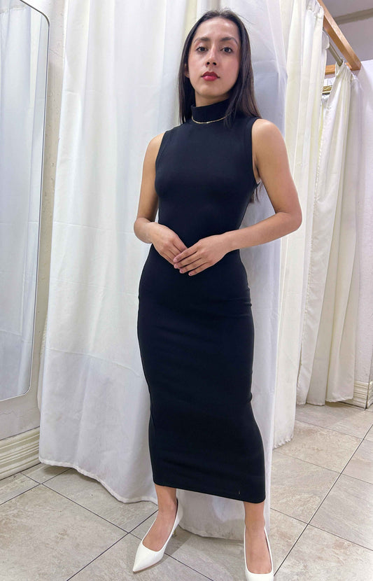 Vestido midi negro cuello alto Forever 21  Tallas XS, S y M nuevo