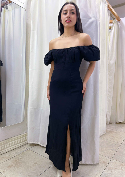 Vestido largo off shoulder negro Forever 21  Talla M nuevo
