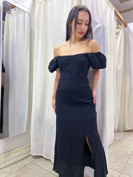 Vestido largo off shoulder negro Forever 21  Talla M nuevo