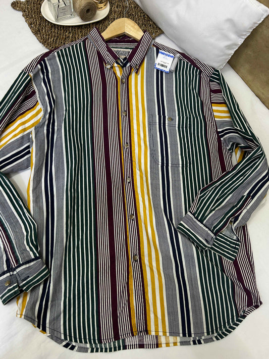 Camisa estampada a rayas multicolor hombre PASSAGER Talla XL usada
