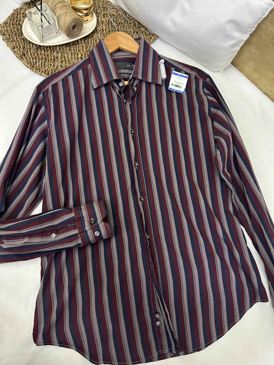 Camisa a rayas burdeos hombre ZARA Talla 30 usada