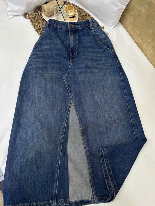 Falda jean azul oscuro recta ZARA Talla L usado