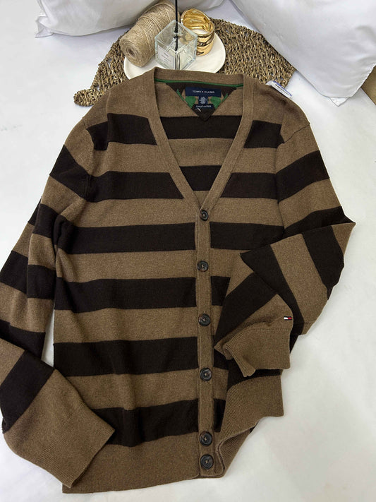 Cárdigan a rayas marrón y negro Tommy Hilfiger  Talla L usado