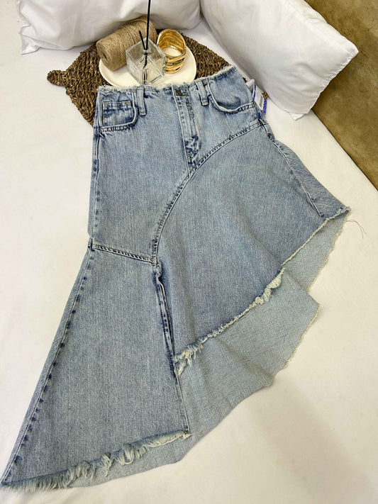 Falda asimétrica denim azul claro Talla S usada