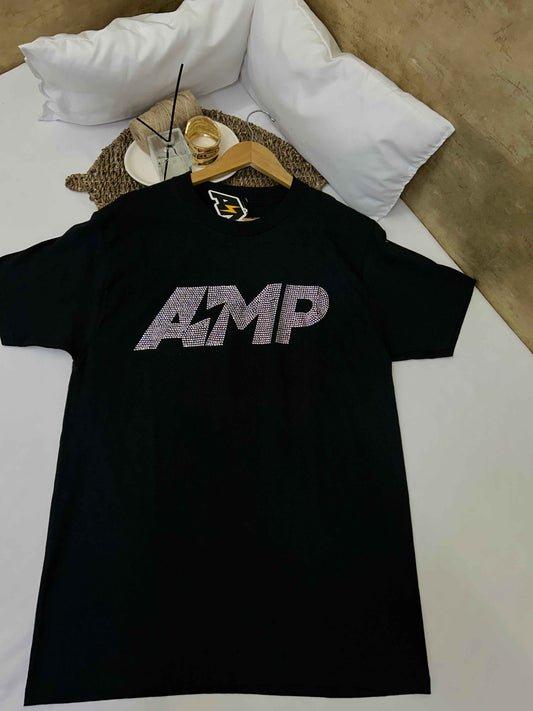 Camiseta negra gráfica AMP Talla M nueva
