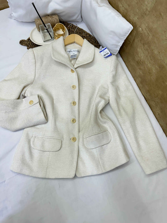 Blazer crema texturizado clásico Rena Rowan Talla 10 usado