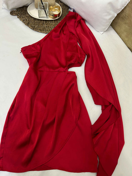 Vestido rojo asimétrico de una manga GRACIA Talla M usado
