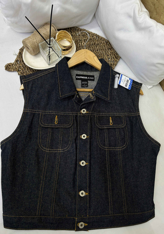 Chaleco de mezclilla azul oscuro – EXPRESS JEANS Talla L usado