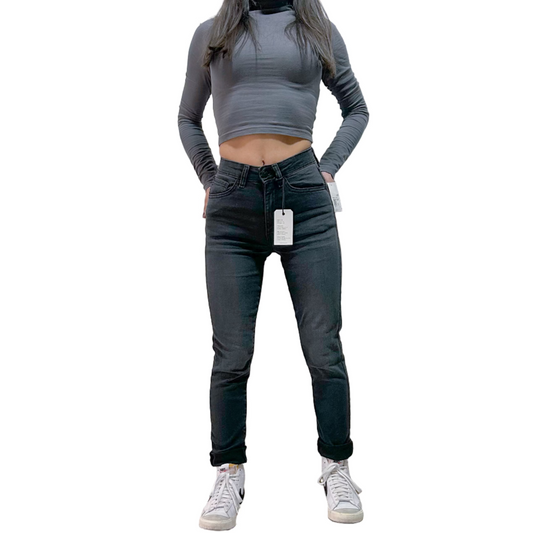 Jean Forever 21 Mom High Rise Gris Talla XS/23 Mujer Nuevo