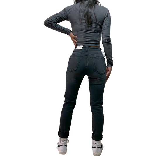 Jean Forever 21 Mom High Rise Gris Talla XS/23 Mujer Nuevo