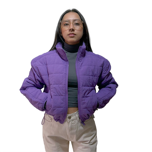 Chaqueta Bomber Acolchada Morada Lovee Tree Ultra Light Talla S Usado