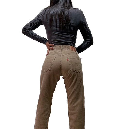 Pantalón de Pana Living 614 Slim Straight Camel Talla W16 L28 Mujer Usado