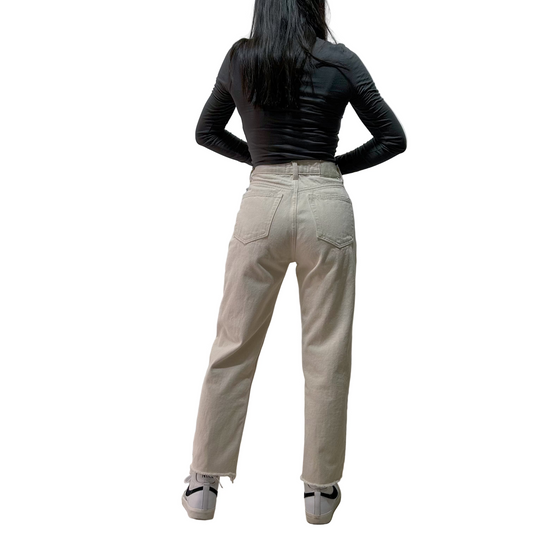 Jean Wide leg Rígido Pull&Bear Beige Talla EUR 36 Mujer (Usado, tiene detalle)