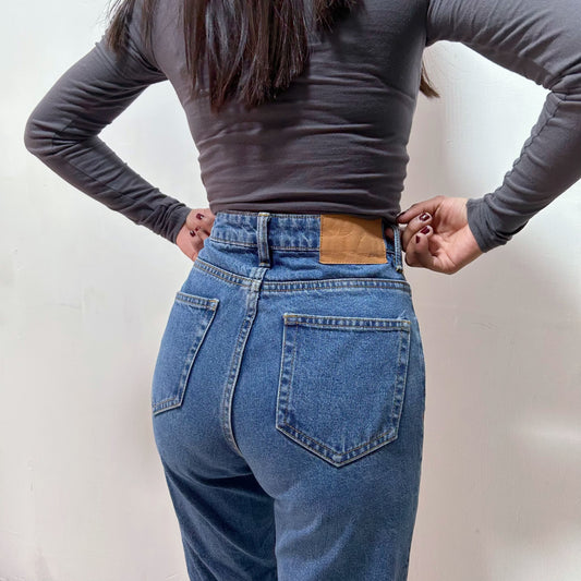 Jean ZARA Tiro Alto Azul Talla EUR 32 Mujer Usado