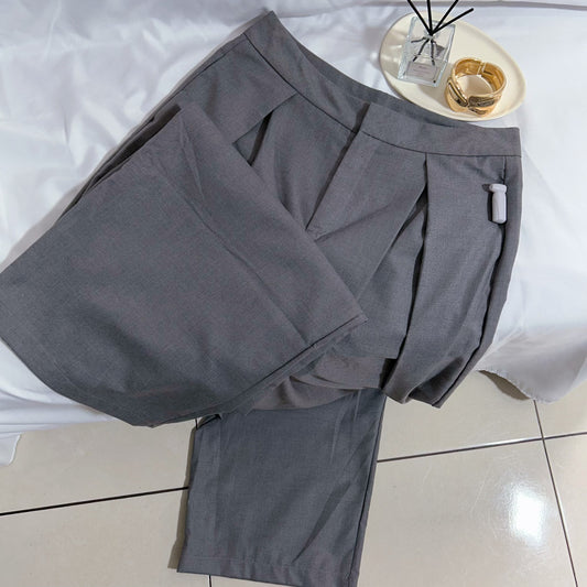 Pantalón Wide Leg Gris Talla XL Mujer Usado