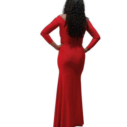 Vestido Largo Rojo de Gala con Abertura Mujer Usado