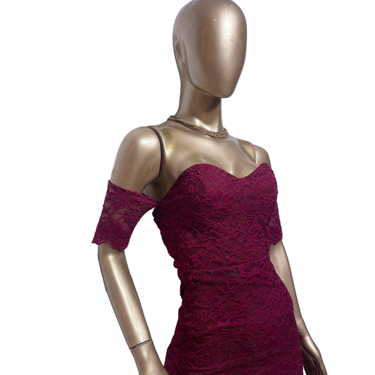 Vestido Largo de Encaje Vino Bekitas Mujer Usado