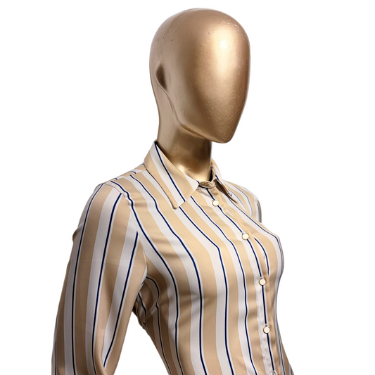 Vestido Camisero Rayas Beige ZARA Talla 30 Usado