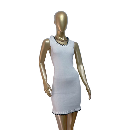 Vestido blanco con borde negro marca ASOS DESIGN talla S nuevo