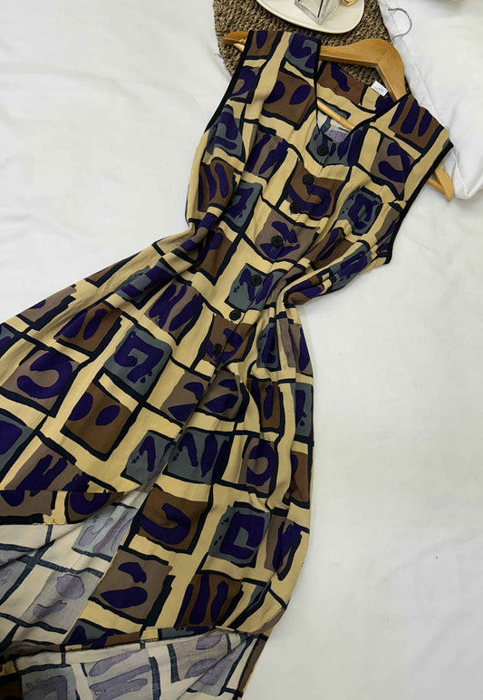 Vestido midi estampado geométrico Talla M Usado