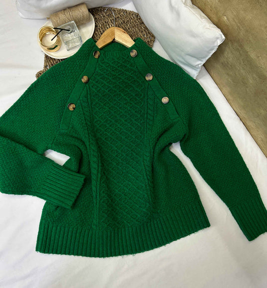 Suéter tejido verde Marca Ann Taylor Talla MP Usado
