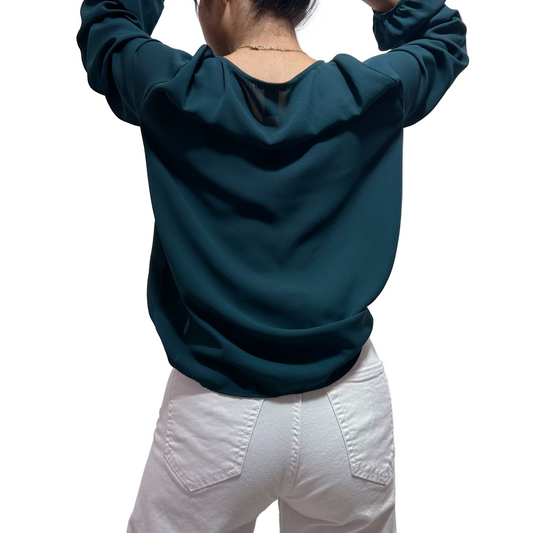 Blusa elegante verde petróleo Forever 21 Talla M Usado