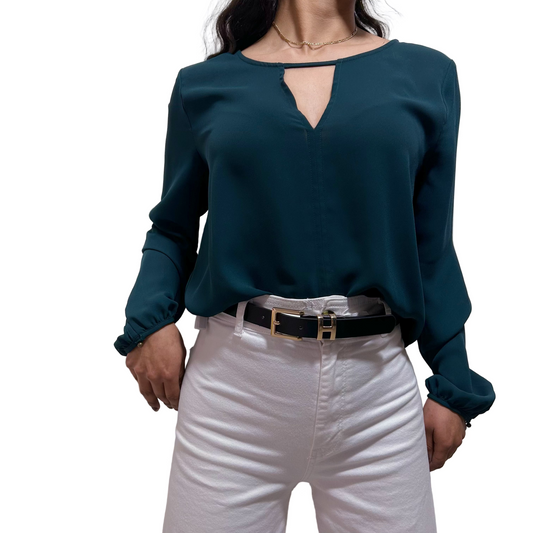 Blusa elegante verde petróleo Forever 21 Talla M Usado